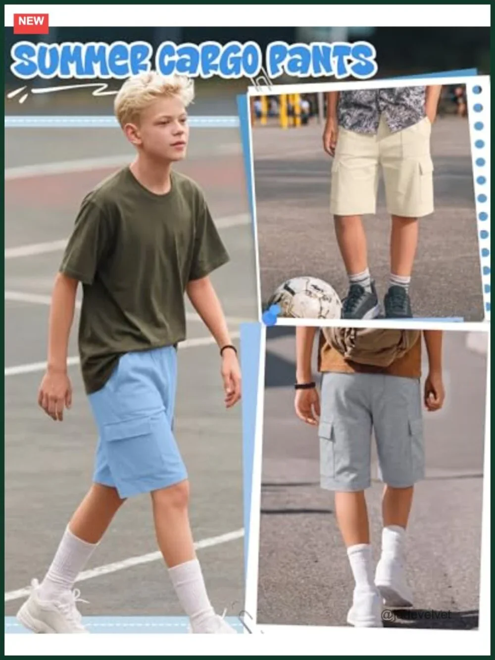5 Pack Boys Cargo Shorts Athletic Pull on Sweat Shorts with Pockets